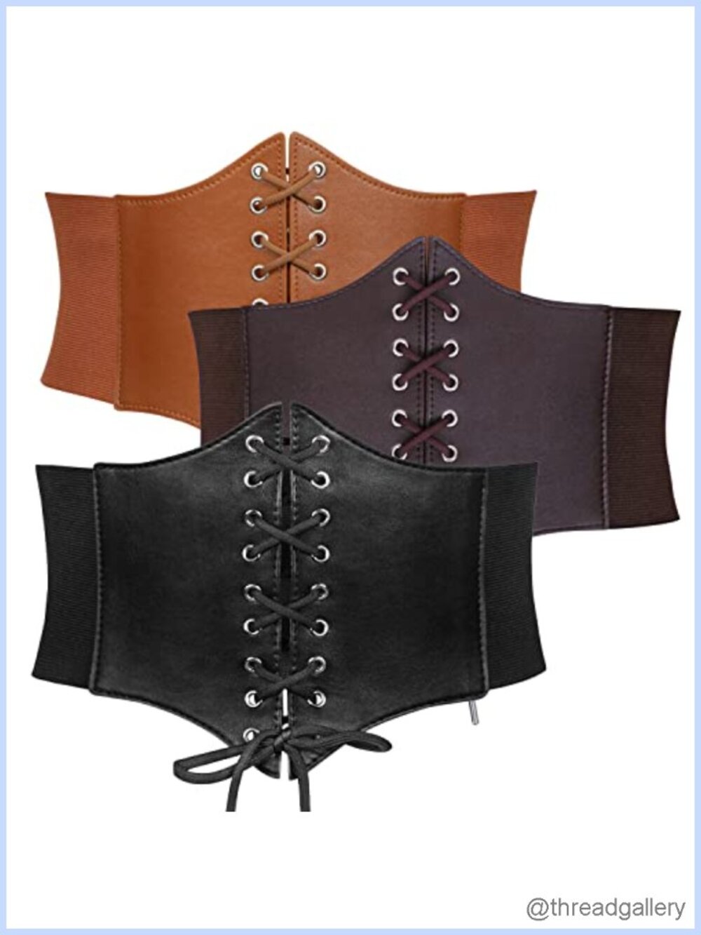 Women Elastic Corset Waist Belt Lace-up Tied Costume Belt